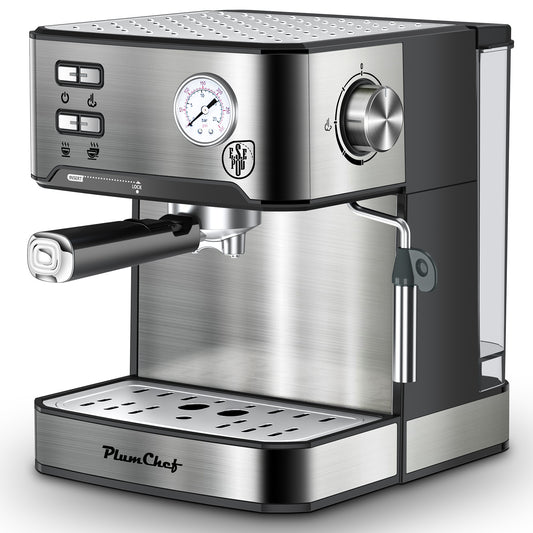 20 Bar Professional Espresso Machine With Milk Frother, Single Double Shot, ESE Pod Compatible, Visual Display Of Pressure, Removable Water Tank For Cappuccino, Latte, Machiato For Home Barista